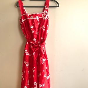 Vintage floral red midi dress